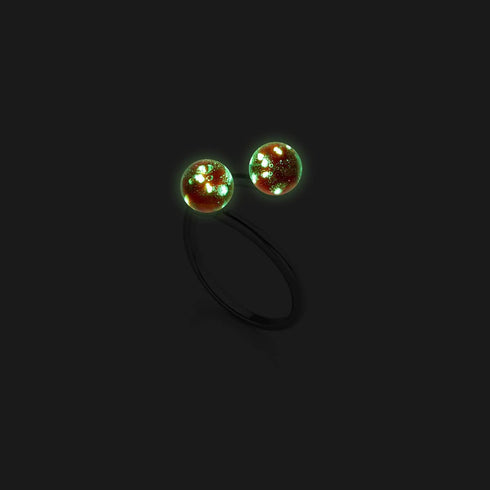 Purpurrot | 925er Sterlingsilber | Glühwürmchenglas | Unendlichkeits-Helix-Ring